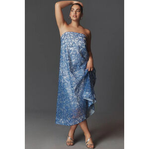 By Anthropologie Strapless Embroidered Lace Midi Dress L NWT